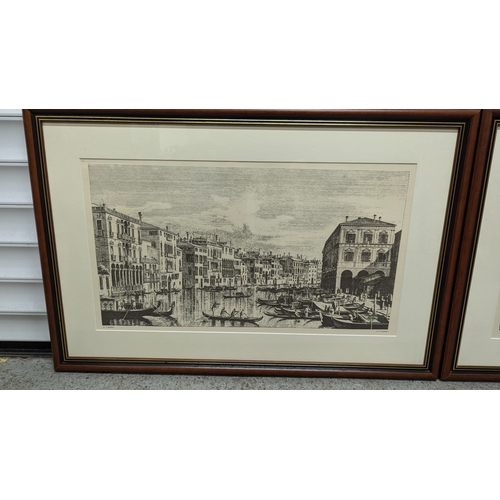 49 - A Pair of Nicely Framed Prints after Giovanni Antonio Camaletto.  A View of the Grand Canal and Mich... 