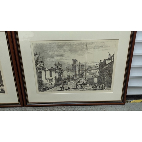 49 - A Pair of Nicely Framed Prints after Giovanni Antonio Camaletto.  A View of the Grand Canal and Mich... 