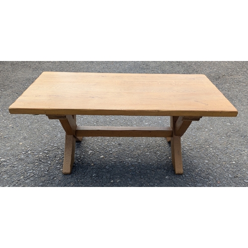 34 - Rustic Solid Wood Kitchen Table With X-Frame Base - 77h  x 180L x 90w (CM)