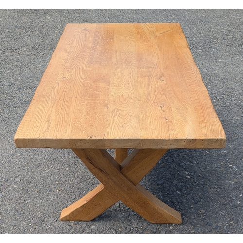 34 - Rustic Solid Wood Kitchen Table With X-Frame Base - 77h  x 180L x 90w (CM)