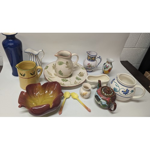 725 - Quantity of Chinaware including Carlton Leaf Serving Dish and Leaf spoons, Large Serving Plate, Vase... 