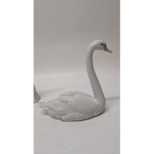 736 - Large Lladro Swan 22cm High and 2 x SBL Collectable Ladies