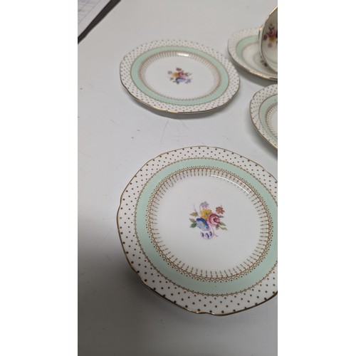 737 - An Antique Part Paragon Polka Teaset consisting of  5 x Tea Plates, 5 x Saucers, 3 x Cups, 1 x Sugar... 