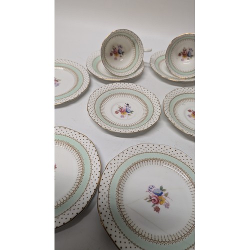 737 - An Antique Part Paragon Polka Teaset consisting of  5 x Tea Plates, 5 x Saucers, 3 x Cups, 1 x Sugar... 