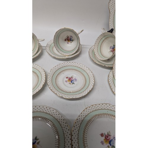 737 - An Antique Part Paragon Polka Teaset consisting of  5 x Tea Plates, 5 x Saucers, 3 x Cups, 1 x Sugar... 