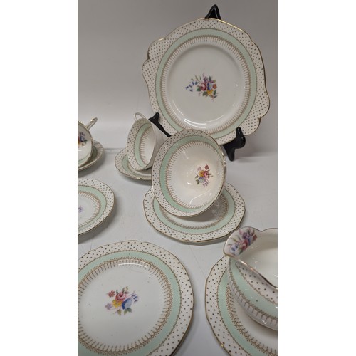 737 - An Antique Part Paragon Polka Teaset consisting of  5 x Tea Plates, 5 x Saucers, 3 x Cups, 1 x Sugar... 