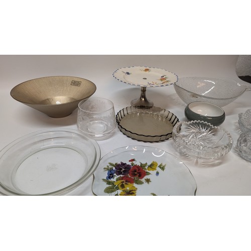 1072 - A Quantity of Glassware and Porcelain Including Vintage Cake Stand, Flan Dishes, Snack plate, Fish F... 