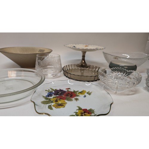 1072 - A Quantity of Glassware and Porcelain Including Vintage Cake Stand, Flan Dishes, Snack plate, Fish F... 