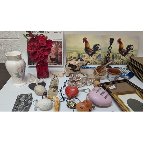 1073 - Glory Box of Items inc. Crystal Heart, Silver Plated First Tooth Train, Sawzi Elephant Candle, Blue ... 