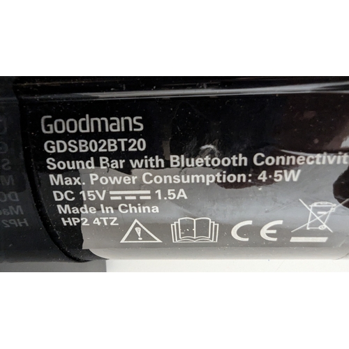 1333A - Goodmans Sound Bar with remote control and lead