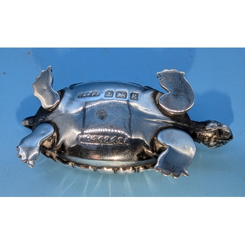 245 - A Hallmarked Silver Novelty Turtle Pincushion