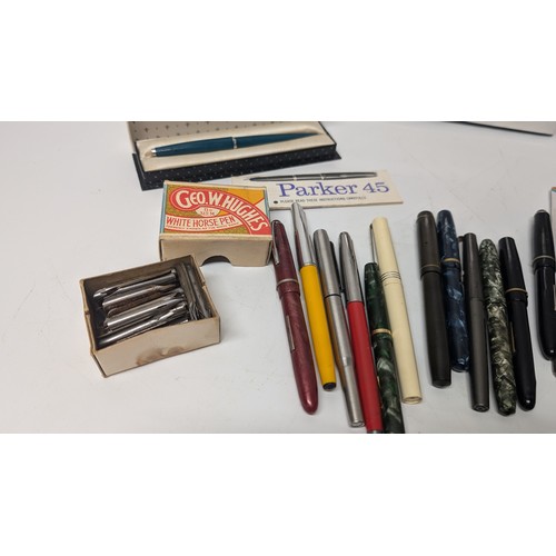 741 - A Quantity of Fountain Pens and others, plus Nibs, Ink Cartridges plus Fountain Pen Book