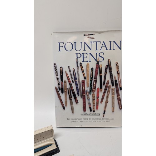 741 - A Quantity of Fountain Pens and others, plus Nibs, Ink Cartridges plus Fountain Pen Book