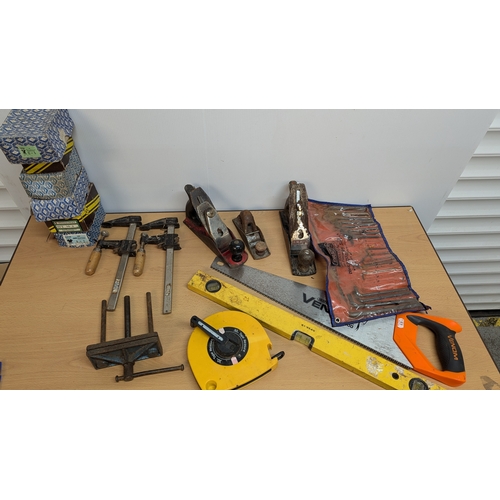 1328 - Selection Of Tools Including: 3 Planes, Mixed Screws, Sash Clamps And More