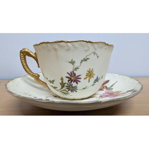 333 - Set Of 8 Cups And Saucers With Floral Pattern - Teapot And Cup And Saucer