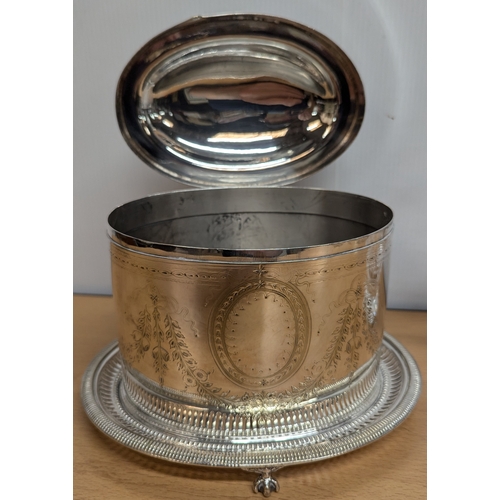 335 - Silverplate Tea Caddy And Cut Glass Jug