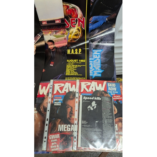 781 - Collection Of RAW Magazines AND Iron Maiden Posters - And Others