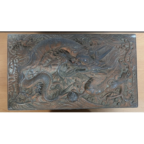 782 - 2 Antique Metal Boxes With Chinese Dragon Designs