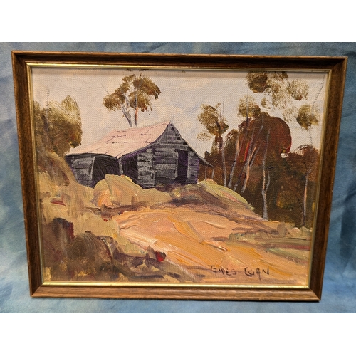 580 - An Oil On Board By James Egan - Australian Aboriginal Artist - 27 x 23