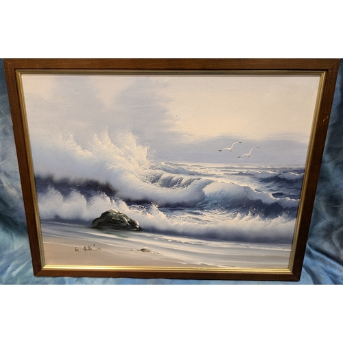 582 - An Oil On Canvas Of A Seascape - Signed G. Austin - 45 x 35cm