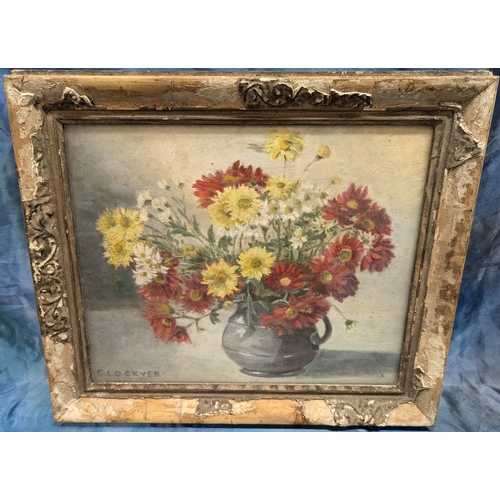 583 - An Antique Still Life Of A Vase Of Flowers - Signed G. Lockyer - 56 x 50cm