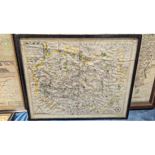 587 - 4 Antique Coloured Maps Of Somerset, Flintshire, Middlesex And Hampshire