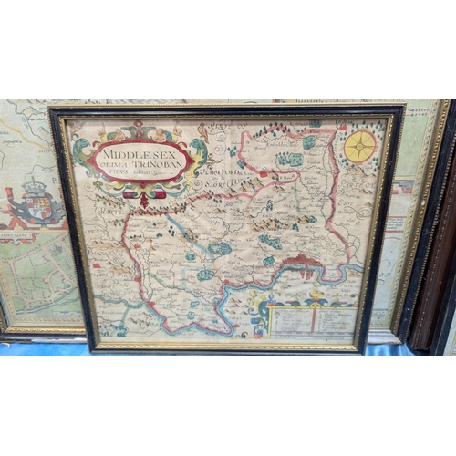 587 - 4 Antique Coloured Maps Of Somerset, Flintshire, Middlesex And Hampshire