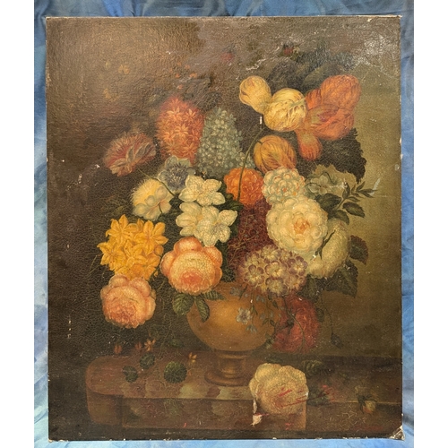 592 - An Oil On Board - Still Life Of A Vase Of Flowers - 51 x 61cm