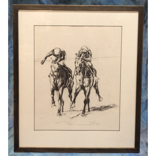 593 - 'Galileo And Fantastic Light' Horse Racing Print - 54 x 44cm