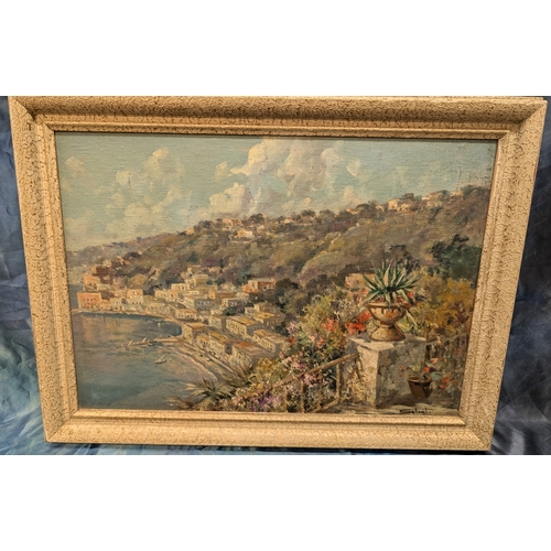 562 - An Italian Coastal Scene By Sylvyti - Oil On Board - 68 x 52cm