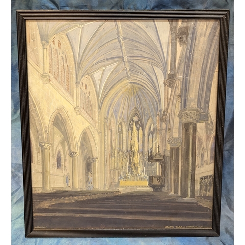 563 - A Heaton Tabb & Co. Coloured Print Of A Cathedral Knave - 58 x 68cm