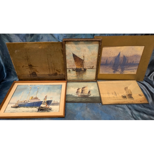 586 - 6 Original Paintings Of Boats And Ships