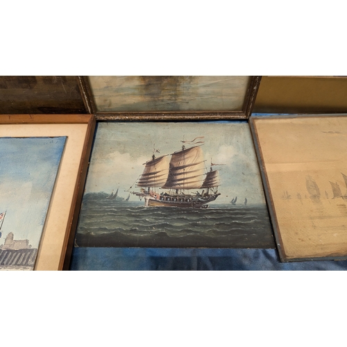 586 - 6 Original Paintings Of Boats And Ships