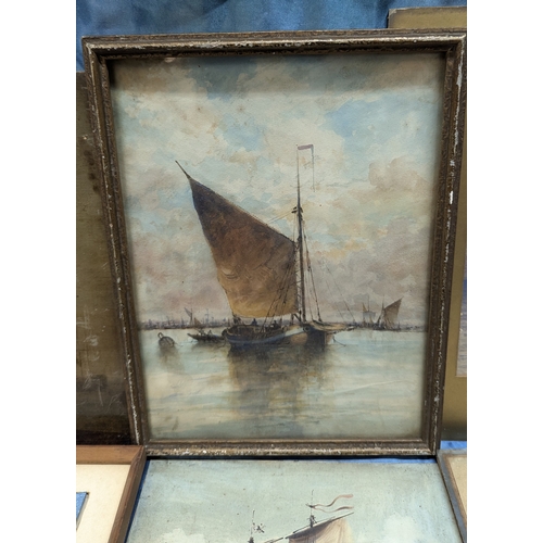 586 - 6 Original Paintings Of Boats And Ships