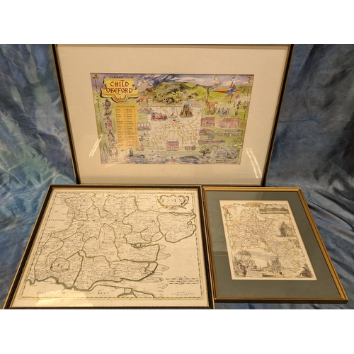 184 - 3 x Map Prints - Child Okeford, Essex and Oxfordshire