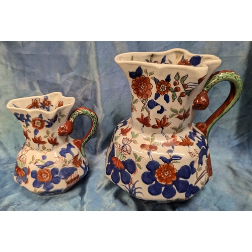 45 - Large Early Masons Hydra Jugs  25cm H & 17cm H