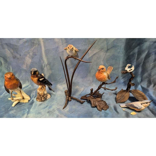 74 - A Gobel Robin and Chaffinch plus other Albany Bird Ornaments.  ( damage to one)