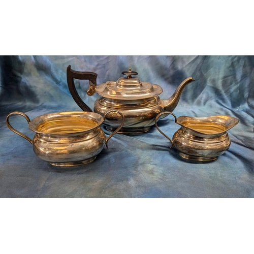 211B - Hallmarked Silver Edwardian Teapot , Milk Jug and Sugar Pot