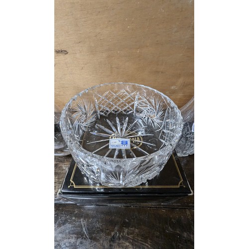 376 - Bohemia Hand Cut Lead Crystal Fruit Bowl (Boxed) And 2 Decanters