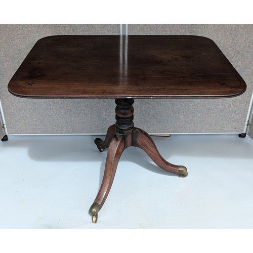 1400F - Tilt Top Table On Tripod Legs With Brass Castors - 71 x 74 x 94cm