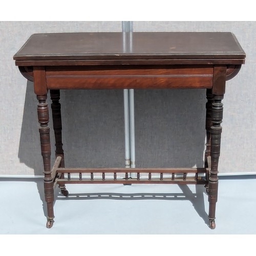 1825 - EDN Swivel Top Card Table With Turned Legs - 75 x 44 (closed) 88 (open) x 88cm