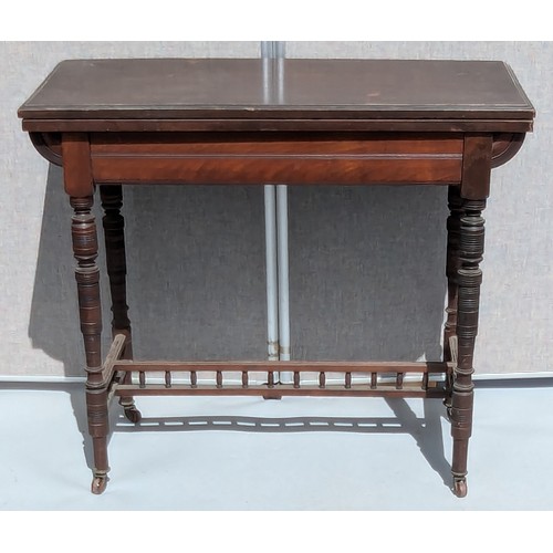 1825 - EDN Swivel Top Card Table With Turned Legs - 75 x 44 (closed) 88 (open) x 88cm