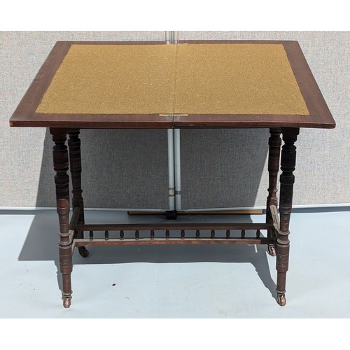 1825 - EDN Swivel Top Card Table With Turned Legs - 75 x 44 (closed) 88 (open) x 88cm