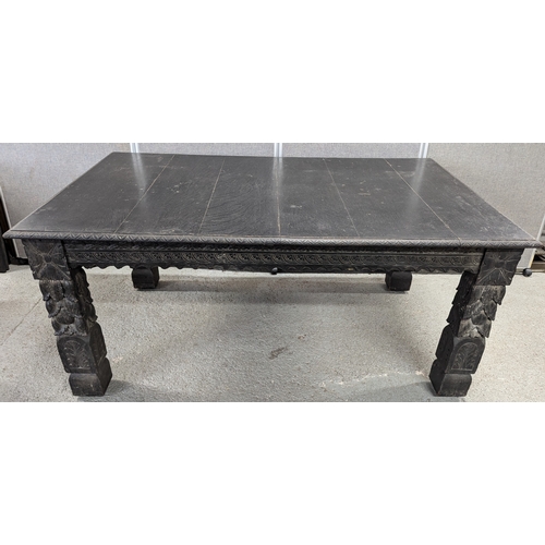 15 - ..A Heavily Carved Victorian Oak Jacobean Style Dining Table 165cm w x 106cm D x 70cm H