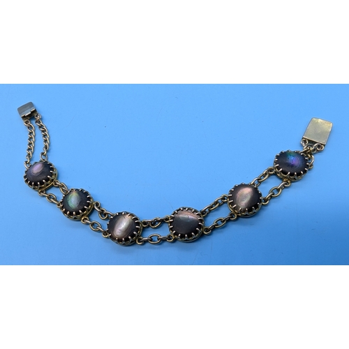 214 - 9ct Gold And Abalone Shell Bracelet