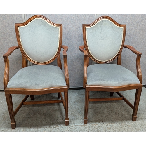 1054 - 2 x Shield Back Carver Chairs