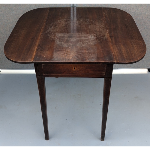 1536 - Rectangular Pembroke Drop Leaf Table With Drawer - 72 x 46 (closed) 88 (open) x 77cm