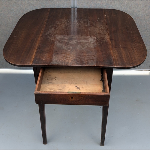 1536 - Rectangular Pembroke Drop Leaf Table With Drawer - 72 x 46 (closed) 88 (open) x 77cm