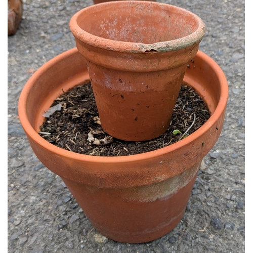 889 - 3 Large And 1 Small Plant Pots With Terracotta Trough Planter