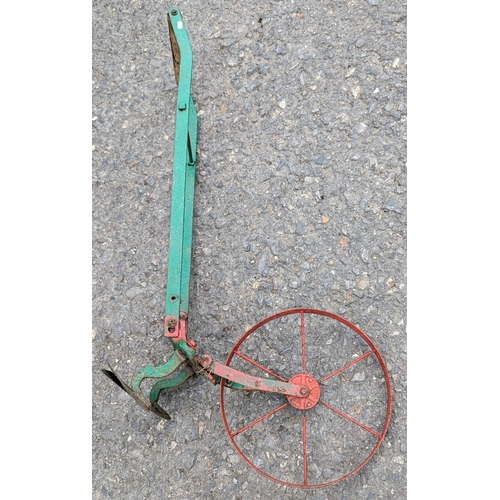 845 - Antique Plough Garden Ornament - Wheel Broken